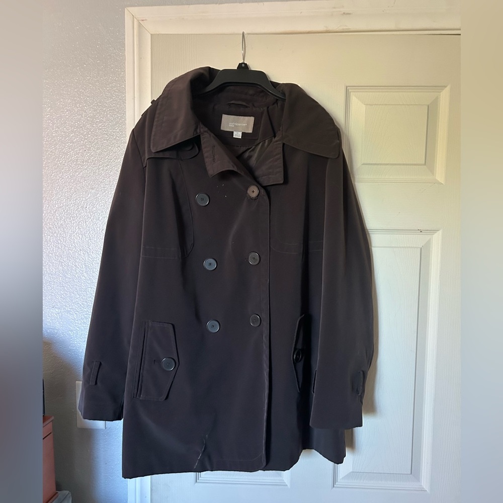 Croft & Barrow Women's Lined Charcoal Brown trench coat, size 1X